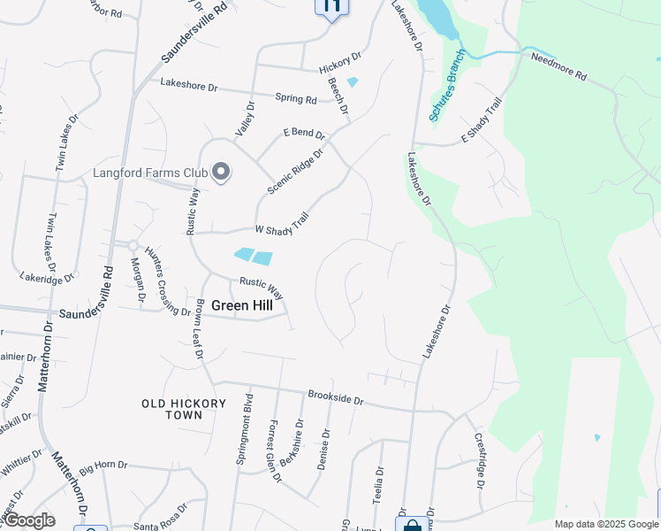 map of restaurants, bars, coffee shops, grocery stores, and more near 807 Overhills Drive in Green Hill