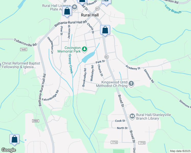 map of restaurants, bars, coffee shops, grocery stores, and more near 7315 Wellesley Road in Rural Hall