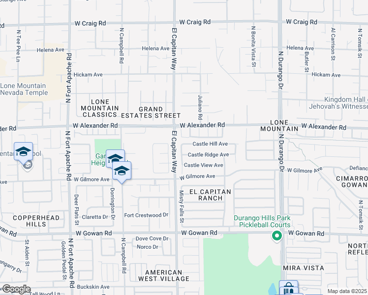 map of restaurants, bars, coffee shops, grocery stores, and more near 8748 Castle Hill Avenue in Las Vegas