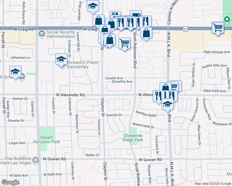 map of restaurants, bars, coffee shops, grocery stores, and more near 1840 Double Delight Avenue in North Las Vegas