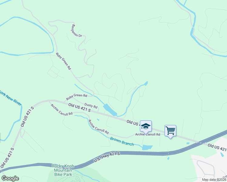 map of restaurants, bars, coffee shops, grocery stores, and more near 195 7 Oaks Road in Boone