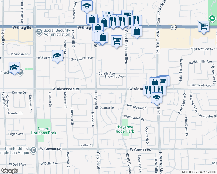 map of restaurants, bars, coffee shops, grocery stores, and more near 1855 Double Delight Avenue in North Las Vegas