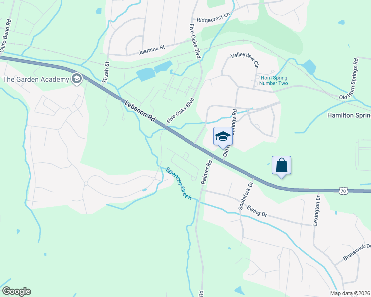 map of restaurants, bars, coffee shops, grocery stores, and more near 3711 Lebanon Road in Lebanon
