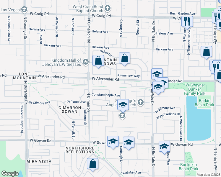map of restaurants, bars, coffee shops, grocery stores, and more near 3916 Varallo Street in Las Vegas