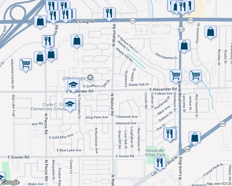 map of restaurants, bars, coffee shops, grocery stores, and more near 3936 Savoy Court in Las Vegas