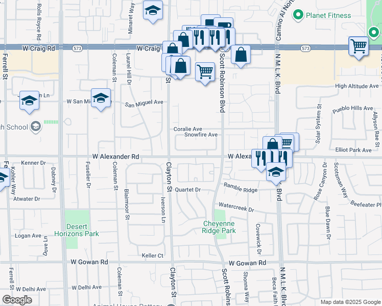 map of restaurants, bars, coffee shops, grocery stores, and more near 1840 Double Delight Avenue in North Las Vegas