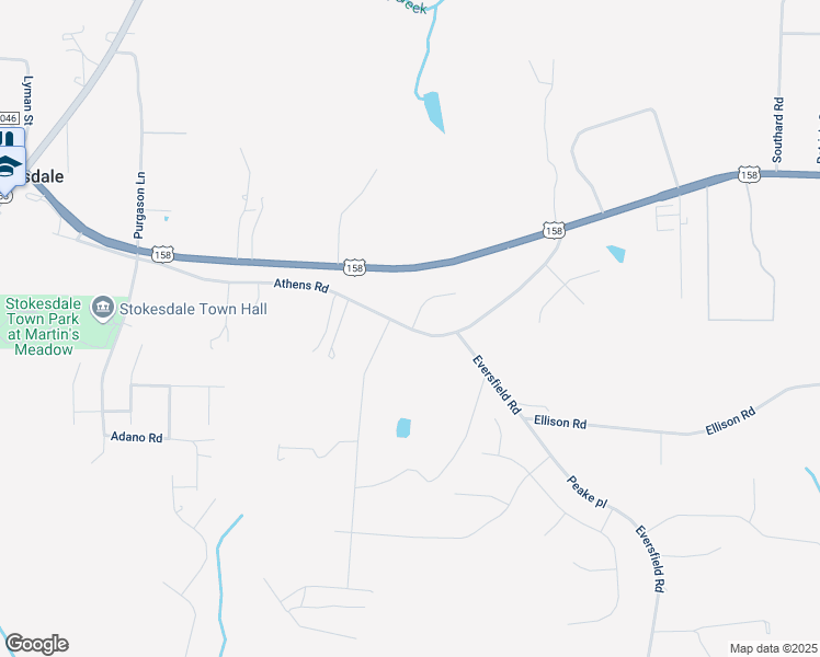 map of restaurants, bars, coffee shops, grocery stores, and more near 7821 Athens Road in Stokesdale