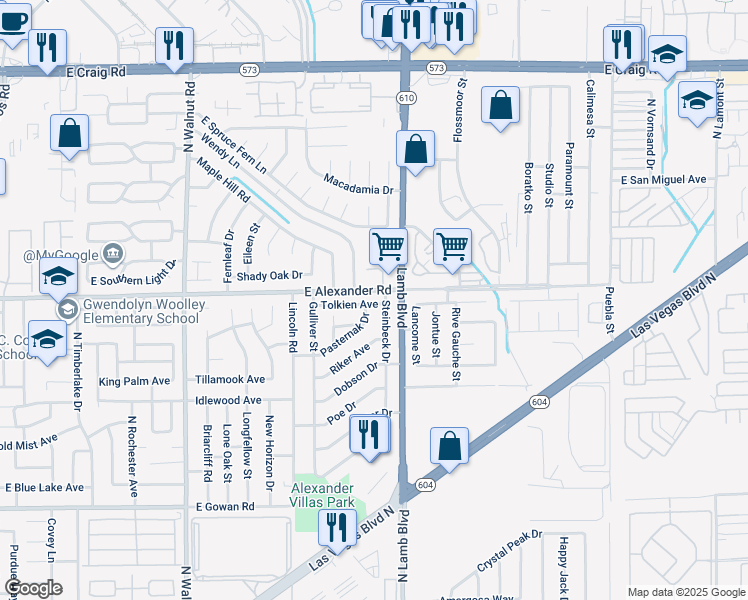 map of restaurants, bars, coffee shops, grocery stores, and more near 4248 Tolkien Ave in Las Vegas