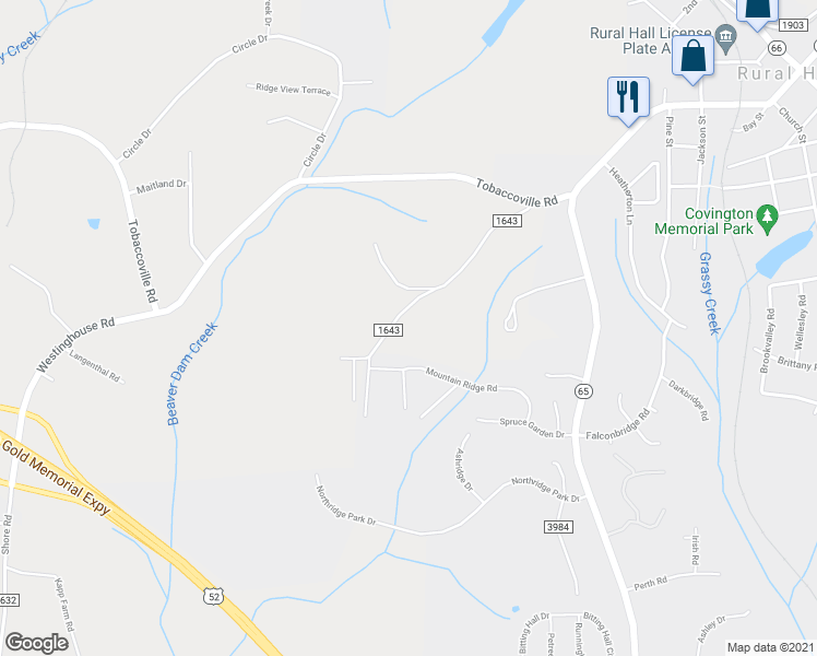 map of restaurants, bars, coffee shops, grocery stores, and more near 7910 Ketner Farm Road in Rural Hall