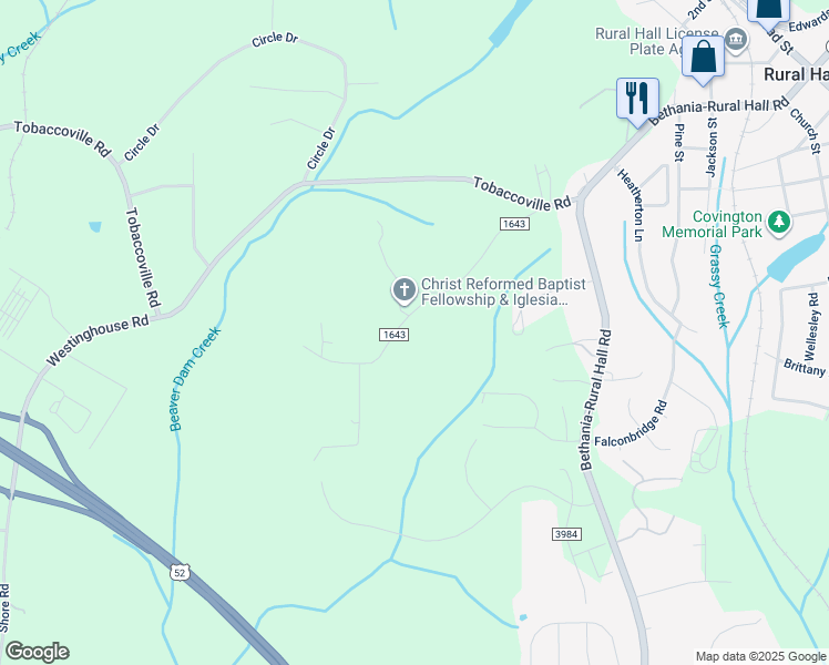 map of restaurants, bars, coffee shops, grocery stores, and more near 7910 Ketner Farm Road in Rural Hall