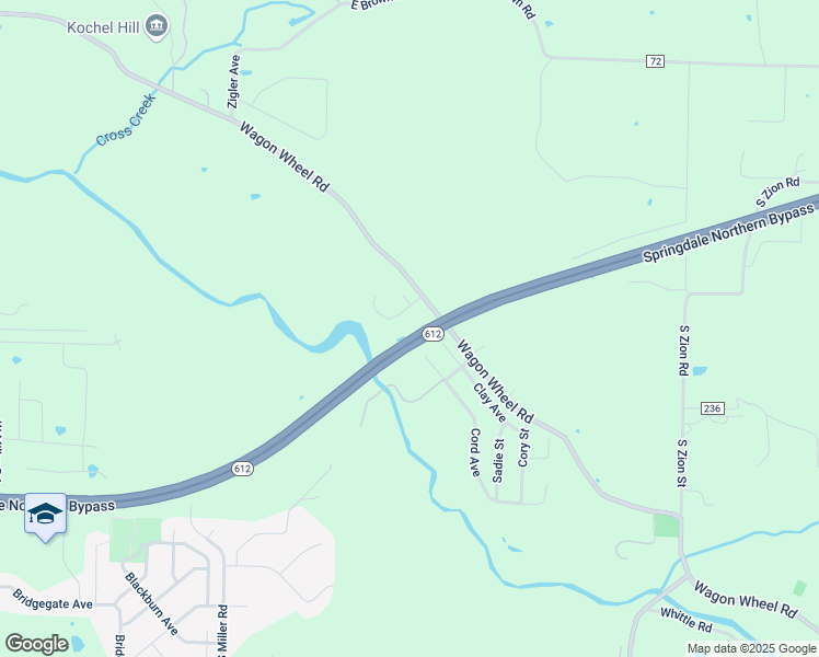 map of restaurants, bars, coffee shops, grocery stores, and more near 5190 Warren Street in Springdale