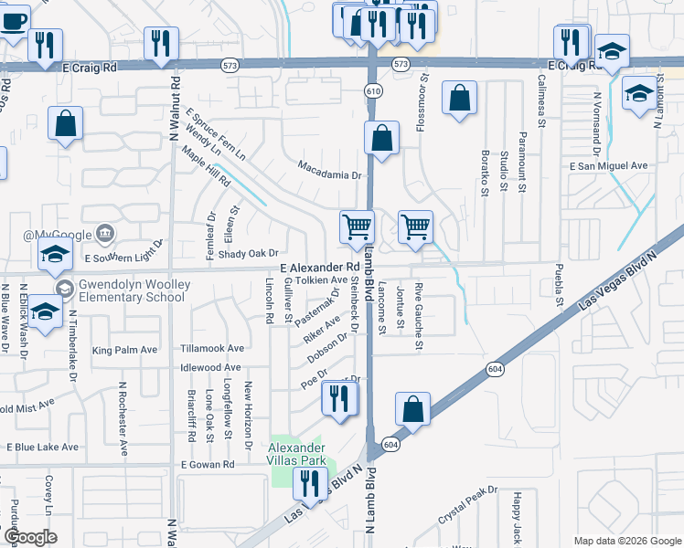 map of restaurants, bars, coffee shops, grocery stores, and more near 4248 Tolkien Avenue in Las Vegas