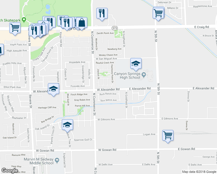 map of restaurants, bars, coffee shops, grocery stores, and more near 4008 Warm Hearted Court in North Las Vegas