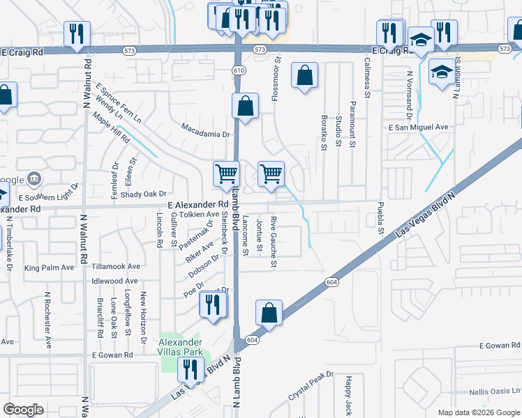 map of restaurants, bars, coffee shops, grocery stores, and more near 4372 Shalimar Avenue in Las Vegas