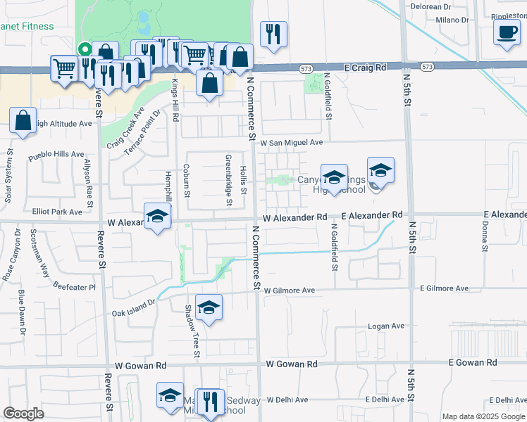 map of restaurants, bars, coffee shops, grocery stores, and more near 4009 Joyous Street in North Las Vegas