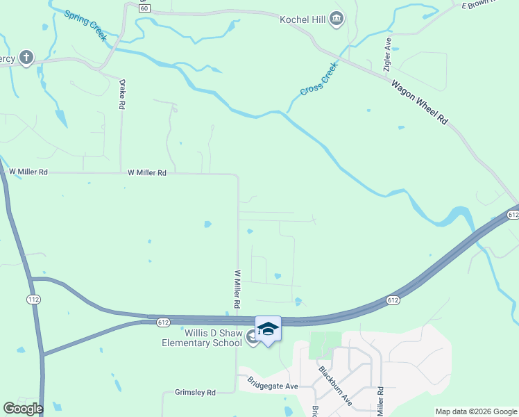 map of restaurants, bars, coffee shops, grocery stores, and more near 7940 West Miller Road in Springdale
