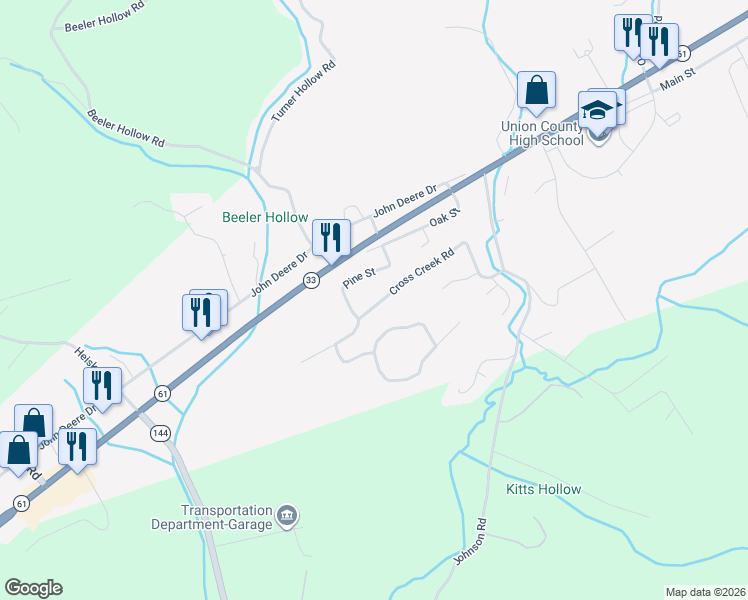 map of restaurants, bars, coffee shops, grocery stores, and more near 196 Cross Creek Road in Maynardville
