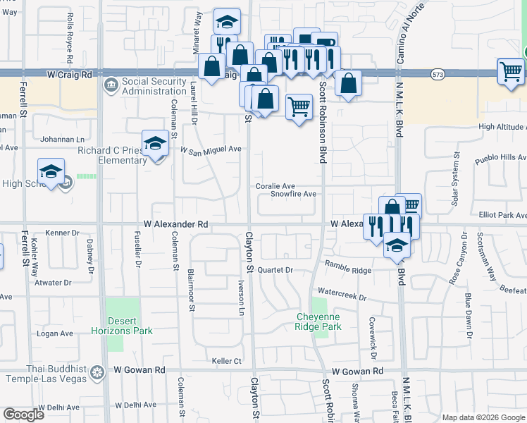 map of restaurants, bars, coffee shops, grocery stores, and more near 1914 Double Delight Avenue in North Las Vegas