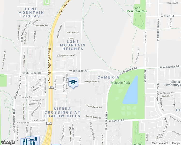 map of restaurants, bars, coffee shops, grocery stores, and more near 10230 Deerfield Beach Avenue in Las Vegas