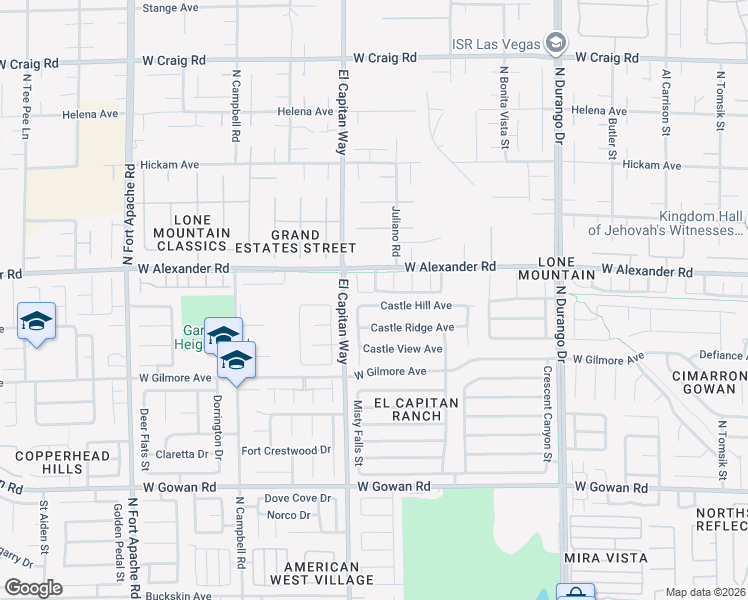 map of restaurants, bars, coffee shops, grocery stores, and more near 8748 Castle Hill Avenue in Las Vegas