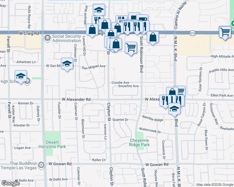 map of restaurants, bars, coffee shops, grocery stores, and more near 1914 Double Delight Avenue in North Las Vegas