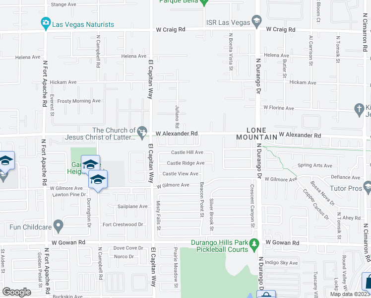 map of restaurants, bars, coffee shops, grocery stores, and more near 8720 Castle Hill Avenue in Las Vegas
