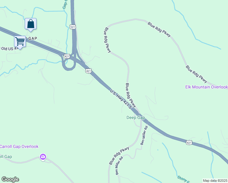 map of restaurants, bars, coffee shops, grocery stores, and more near 10418 U.S. 421 in Watauga County