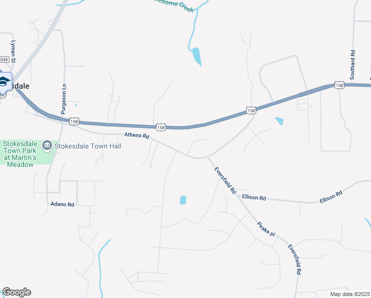 map of restaurants, bars, coffee shops, grocery stores, and more near 7821 Athens Road in Stokesdale