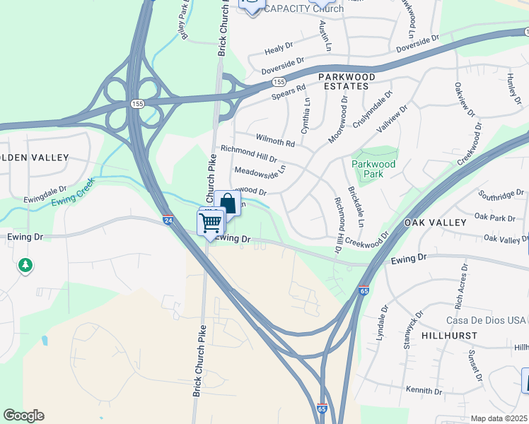 map of restaurants, bars, coffee shops, grocery stores, and more near 317 Anna Court in Nashville