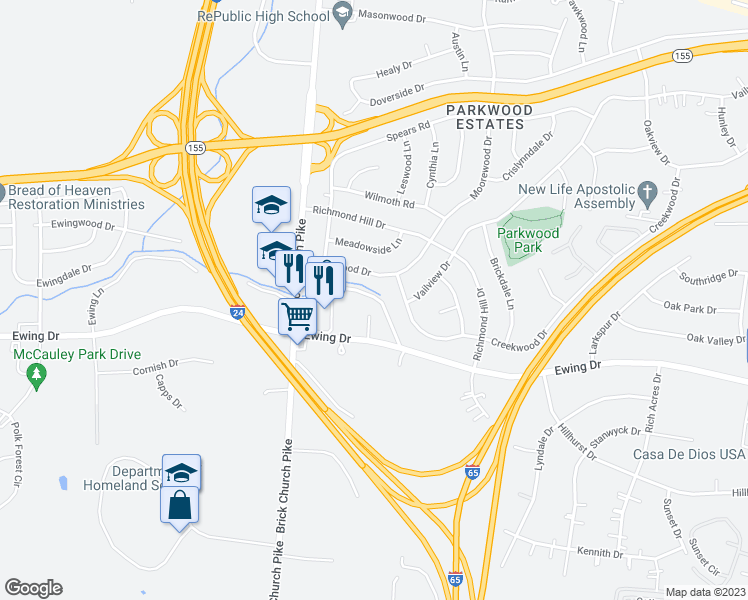 map of restaurants, bars, coffee shops, grocery stores, and more near 317 Anna Court in Nashville
