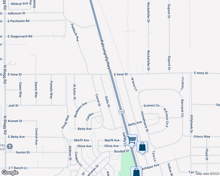 map of restaurants, bars, coffee shops, grocery stores, and more near 900 North Frontage Road in Pahrump