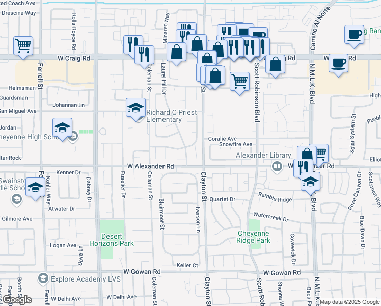 map of restaurants, bars, coffee shops, grocery stores, and more near 4016 Laurel Hill Drive in North Las Vegas