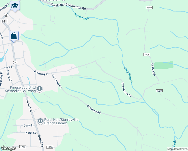 map of restaurants, bars, coffee shops, grocery stores, and more near 606 Honeywell Drive in Rural Hall