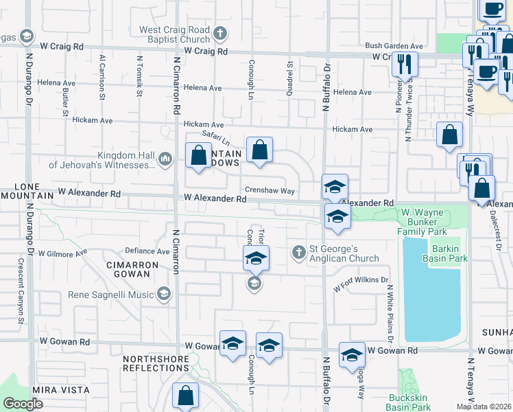 map of restaurants, bars, coffee shops, grocery stores, and more near 7732 West Prosperity River Avenue in Las Vegas