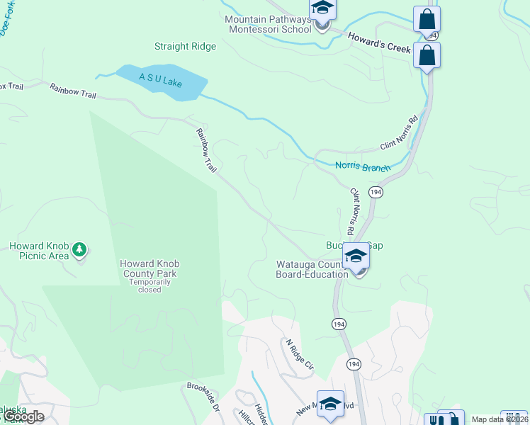 map of restaurants, bars, coffee shops, grocery stores, and more near 103 Tyler Lane in Boone