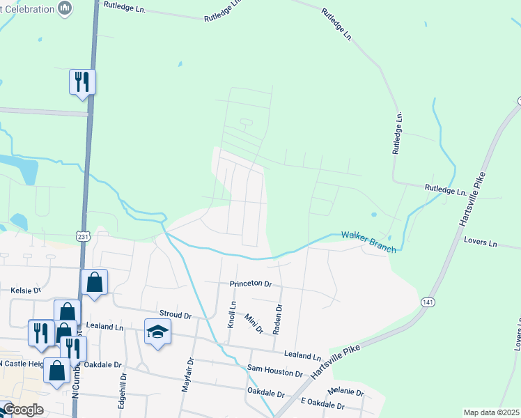 map of restaurants, bars, coffee shops, grocery stores, and more near 1046 Pepper Stone Drive in Lebanon