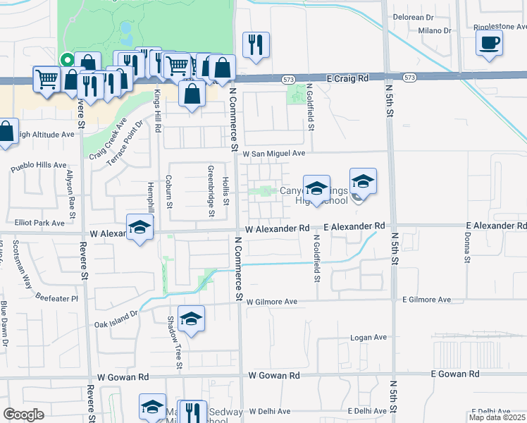 map of restaurants, bars, coffee shops, grocery stores, and more near 4024 North Open Door Drive in North Las Vegas