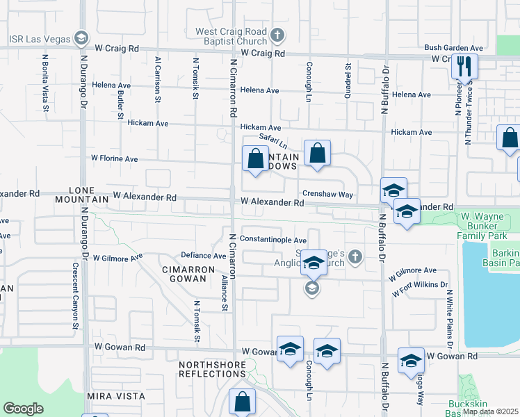 map of restaurants, bars, coffee shops, grocery stores, and more near 3975 Silver Strike Court in Las Vegas