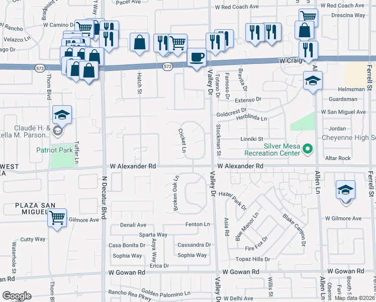 map of restaurants, bars, coffee shops, grocery stores, and more near in North Las Vegas