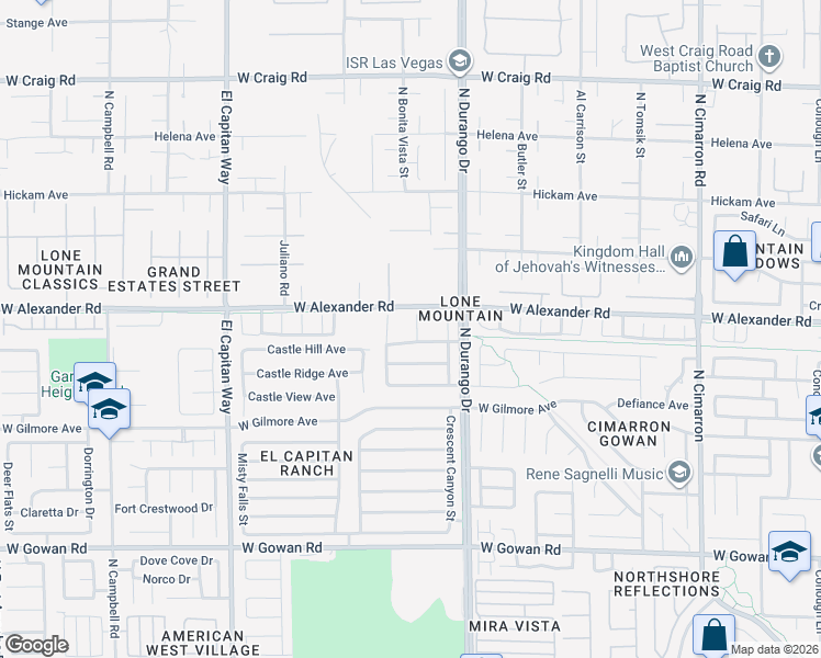 map of restaurants, bars, coffee shops, grocery stores, and more near 3921 Lost Miner Court in Las Vegas