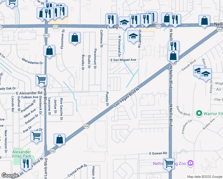 map of restaurants, bars, coffee shops, grocery stores, and more near 4004 Emerald Wood Street in Las Vegas