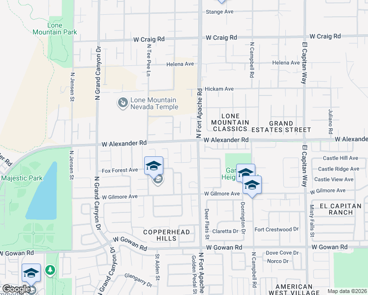 map of restaurants, bars, coffee shops, grocery stores, and more near 3908 Copper Glen Street in Las Vegas