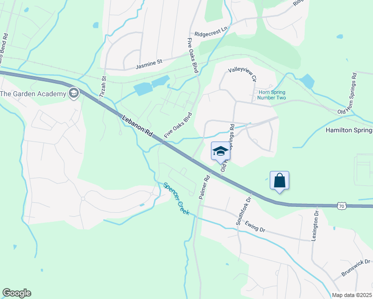 map of restaurants, bars, coffee shops, grocery stores, and more near 3711 Lebanon Road in Lebanon