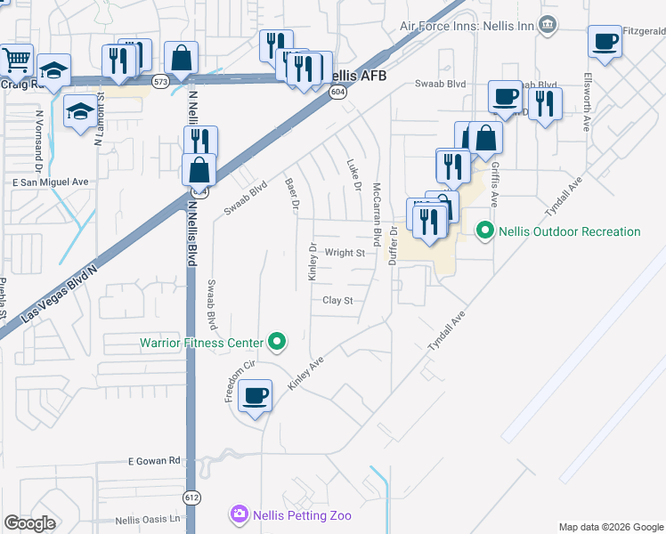 map of restaurants, bars, coffee shops, grocery stores, and more near 66 West Spring Court in Las Vegas