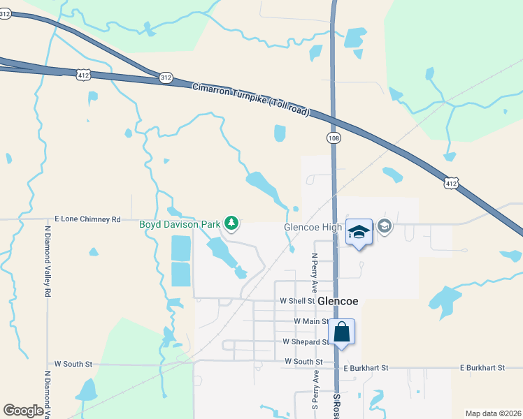 map of restaurants, bars, coffee shops, grocery stores, and more near 9000 East Lone Chimney Road in Glencoe