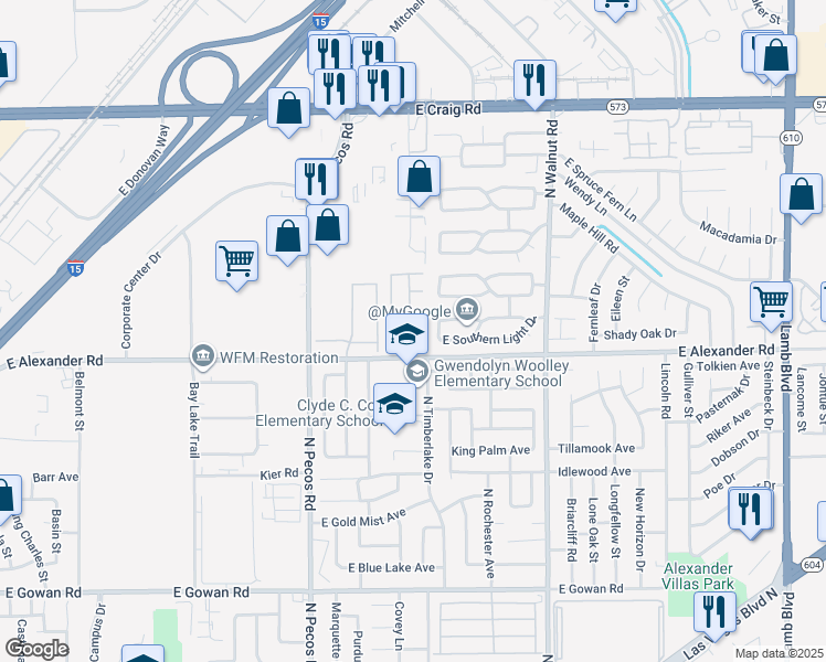 map of restaurants, bars, coffee shops, grocery stores, and more near 3673 Calypso Beach Court in Las Vegas