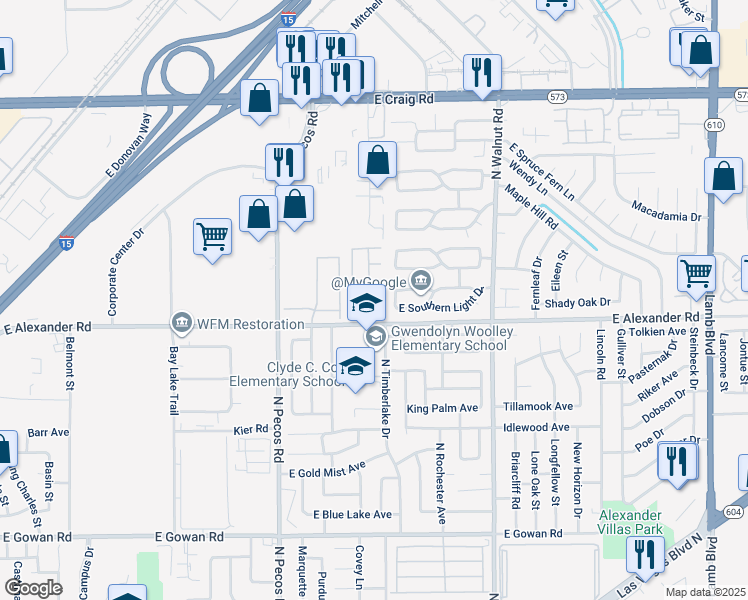 map of restaurants, bars, coffee shops, grocery stores, and more near 3677 Calypso Beach Court in Las Vegas