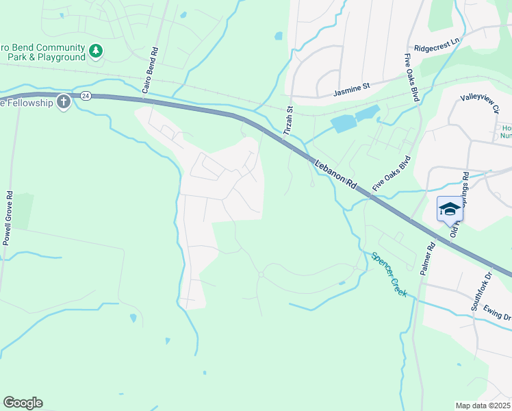 map of restaurants, bars, coffee shops, grocery stores, and more near 4179 Turnberry Road in Lebanon