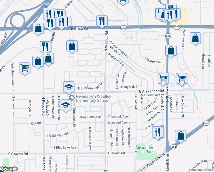 map of restaurants, bars, coffee shops, grocery stores, and more near 3924 Mindy Street in Las Vegas