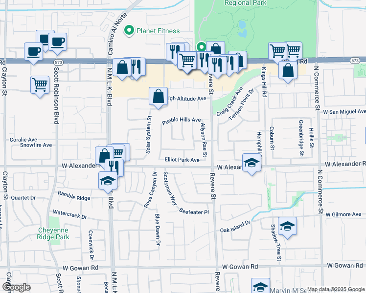 map of restaurants, bars, coffee shops, grocery stores, and more near 1002 Christopher View Avenue in North Las Vegas